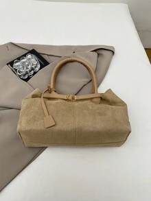 时尚新款复古哑光大容量通勤单肩腋下手提包（女士款） - 卡其色 - 查看 7