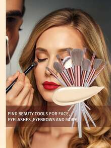 13-Piece Color Makeup Brush Set (With Portable Storage Box) - Ultra-Soft Nylon Bristles, Suitable For Foundation, Blush And Eyeshadow Application, Suitable For Facial And Eye Makeup - Complete Makeup Set For Women And Children, An Excellent Gift Choice - Multicolor - View 3