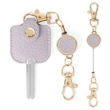 1 chiếc móc khóa bằng da PU, hộp đựng chìa khóa, nắp chìa khóa, vỏ bọc móc khóa, móc khóa, móc khóa có móc khóa, số chìa khóa ẩn, vòng chìa khóa, quà tặng, bộ sản phẩm đồng bộ, thời trang - Nhiều màu - Xem 2