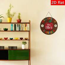 1pc Wooden Classroom Door Hanging Decor Plaque, Apple & Daisy Design, Wooden Welcome Door Decoration, Round Wooden Classroom Door Hanging Ornament, Teacher Decor, Nursery Room Door Sign - Red - View 4