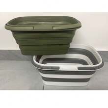 1 pieza Cesta de picnic para exteriores, caja de almacenamiento plegable multifuncional: diseño portátil de gran capacidad + tapa a prueba de polvo, organizador de aperitivos/frutas, cesta de utilidad portátil para el hogar y exteriores, cubo de pesca plegable gris, cubo de trapeador plegable multifuncional | Cubo de almacenamiento | Cubo de pesca | Para exteriores, diseño compacto adecuado para el hogar y el camping, accesorio de mesa de picnic - Multicolor - Ver 11