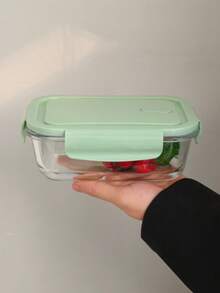 Hộp cơm bento 3 ngăn có nắp đậy bằng thủy tinh, hộp đựng thức ăn hình chữ nhật trong suốt dùng được trong lò vi sóng, thích hợp cho bữa trưa văn phòng, nhà bếp, hộp cơm trưa học sinh. - màu xanh lá - Xem 15