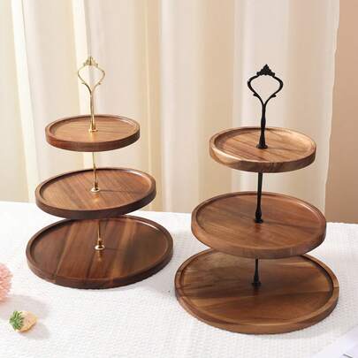 1 pièce Assiette à dessert de style européen pour le thé de l'après-midi, plateau de douceurs, présentoir à gâteau décoratif, support à gâteau à 3 niveaux, convient pour les anniversaires, les réunions de famille, les fêtes de Noël