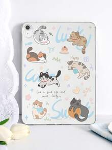1pc TPU Soft Case With Cute Cats Pattern, Compatible With IPad Mini1/2/3/Mini4/Mini5/Mini6/Mini7/Air/Air2/9.7/10.2/10.5/Air4/Air5/10.9/Pro 11-Inch/10th Gen/Air 11-Inch (M3) 2025/Pad (A16) 11 Inch 11th Generation 2025, A7/A8, Lightweight Ultra-Thin Soft Shell, Cartoon/Personalized/Creative/Adorable, TPU Tablet Protective Cover, Transparent Case, No Pen Slot - Multicolor - View 2