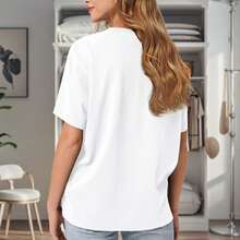 Camiseta de manga corta con gráfico de carreras de estilo retro americano con sudadera con capucha - Blanco - Ver 5