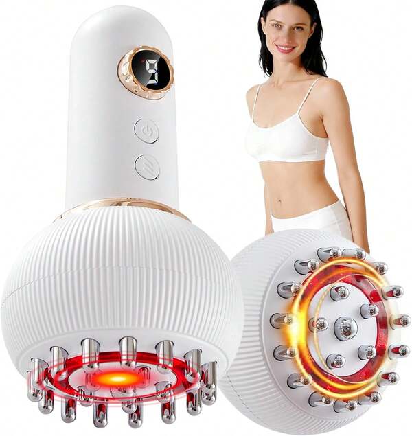 Masajeador de Drenaje Linfático y Herramienta de Masaje Anticelulitis, Ayuda a Reducir Estirés y Celulitis, para Piernas, Brazos y Abdomen, Máquina de Modelado Corporal con Microcorriente, Luz, Calor y Vibración