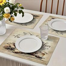 4pcs/6pcs Inspirational Placemats - Washable Polyester With Bible Verses & Croissant Coffee Food Designs | Suitable For Dining Table, Kitchen Decor, Parties And End Tables | Rectangular Shape - Nhiều màu - Xem 7