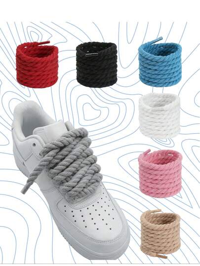 1 Pair High Cost-Performance Solid Color Handmade 8mm Wide 3-Layer Braided Shoelaces, Made Of Durable Material, Strong Load-Bearing Capacity, Wear-Resistant, Suitable For Casual Shoes, Commuter Shoes, Sports Shoes, Also Can Be Used As Shoe Decorations, Ideal For Valentine's Day, Graduation Season, Wedding, Birthday And Other Occasions