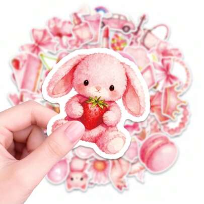 56 piezas de pegatinas rosas Vaco, calcomanías estéticas de dulce tono pastel para diarios, scrapbooking, decoración de cuadernos, accesorios de planificadores, estilo kawaii