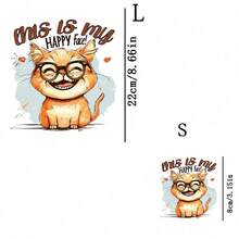 1pc/2pcs/3pcs Durable Long-Lasting Heat Transfer Stickers With Laughing Cat Design, For DIY On T-Shirts, Sweatshirts, Jeans, Hoodies, Backpacks, Jackets, Handbags, Pillows - L - View 4