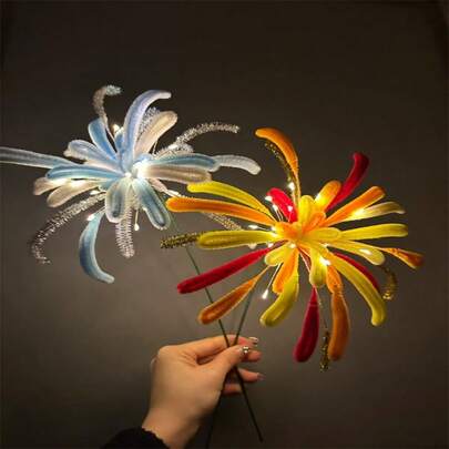 DIY Fireworks Bouquet Craft Kit, Handmade Twisting Stick Decoration Set, Colorful Eternal Fireworks Ornament For Party Table Decor, Birthday Valentine's Day Mother's Day Christmas Easter Gift (LED Lights Not Included; Lights In Photos Are For Display Only)