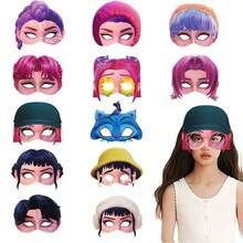 6/12个装 K-Pop 猎人女巫狩猎女团纸面具，2026 新款，半脸 Cosplay 收藏品，适合 K-Pop 主题派对/化装舞会/生日和圣诞节礼物，K-Pop 女团粉丝应援拍照道具 - A - 查看 7