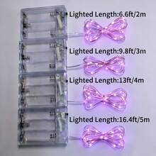 2m 20 LEDs, 3m 30 LEDs, 4m 40 LEDs, 5m 50 LEDs AA Battery Powered Fairy Lights, Suitable For Wedding, Holiday, Bedroom, Party, Ambiance, Bedside, Room, Decorative Lighting - Purple - View 3