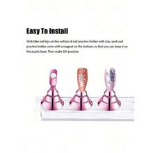Nail Stand For Press On Nails Display, Magnetic Fake Nails Holder For Painting Nails Practices, Beginner Acrylic Nail Art Kit Accessories, Nail Salon Equipment And Decor,Nail Supplies,Nail Tools,Nail Art Tools,Back To School,Nails,Nail Tools For Press On Nails - Hồng - Xem 10