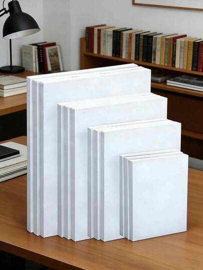 다양한 크기의 스트레치 캔버스 세트, 유화, 아크릴 및 유동 아트 제작에 적합한 순면 블랭크 화이트 캔버스, 여행용 소형 휴대용