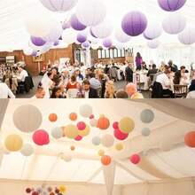 21pcs White Paper Lantern Set For Weddings, Engagements, Birthdays & Graduations - Elegant Striped Design, No Electricity Needed, Battery-Free ﻿ - White - View 3