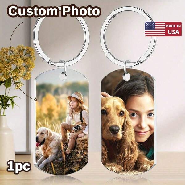 Customized 1pc Personalized Keychain - Double Sided Printing With Your Own Photo. Suitable For Family, Parents, Relatives, Schoolmates, Friends, Colleagues, Or Pet Tags,Engraved,Durable,Stainless,Colorful,Cute,Adorable,Funny,Kawaii,Y2K,Stylish,Unisex,Casual,Custom,Personalized,Unique,Customized,Ideal Gifts For Him,Ideal Gifts For Her,Her,Boyfriend,Girlfriend,Family,Friends,Children,For Anniversaries,For Valentine's Day,For Mother's Day,For Birthdays,For Children's Day,For Father's Day,For Graduation,For Weddings,For Housewarming