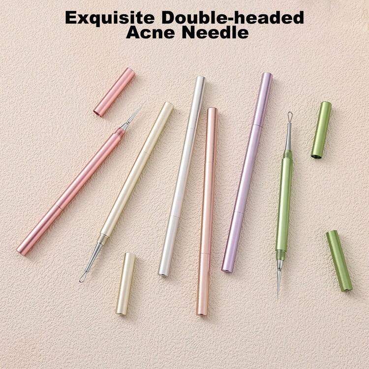 1pc Stainless Steel Blackhead Remover, Pimple Acne Extractor, Face Care Pore Cleansing Tool - Multicolor - View 2