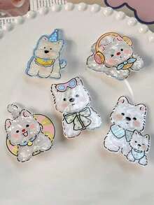 5个可爱卡通小狗小猫造型发夹，侧刘海发夹，少女鳄鱼夹发饰，爪夹，发卡，发夹，头饰 - 彩色 - 查看 8