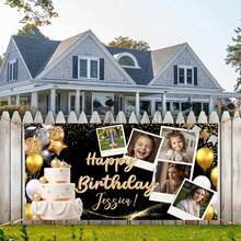 Customized Birthday Banner Personalized With Pictures And Name, Happy Birthday Party Decorations For Husband Or Men, Unique Celebration Backdrop Banner For Event - Màu 4 - Xem 4
