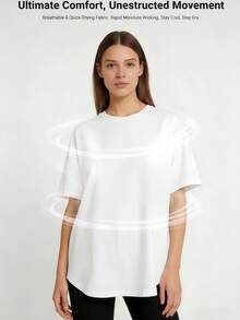 OKP 5 PCS Women's Plus Size T-Shirts,Gym Clothes Women,Maternity Clothes Plus Size,Plus Size Women Solid Color Round Neck Short Sleeve Casual Versatile T-Shirt - 彩色 - 查看 4