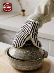 1/2 piezas Guantes de horno resistentes al calor con rayas - Guantes para hornear a prueba de calor y aislados - Accesorio de cocina - Multicolor - Ver 1