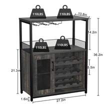 Mueble Bar de Vino 3 Niveles con Estante para Copas y Almacenamiento Multifuncional para Sala y Comedor - Café integral - Ver 2