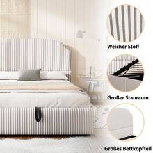 Bed Bases & Foundations - White+ Charcoal + Upholstered + 140cm*200cm - View 4