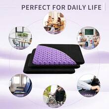AceOrbit 3 Pack Gel Seat Cushion For Long Sitting Pressure Relief Gel Chair Cushions For Hip Pain, Soft & Breathable Comfy Cushion For Office Chair, Wheelchair & Car - 紫色,黑色 - 查看 7
