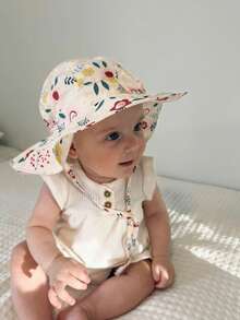1顶女婴夏季宽檐UPF50+防晒帽 - B - 查看 4