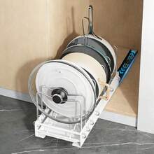 zxxNCONCO Organizador de Ollas y Sart Extrae Aorra Ecio Bao Gabinete con 9 Separadores Diseño Antideizante en V y Escurridor para la Cocina  ogarorganizador de cocina - Blanco - Ver 1