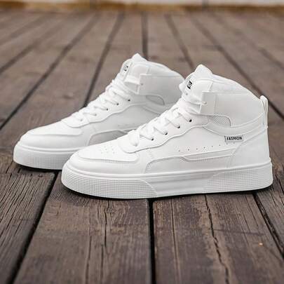2026 Nuevos tenis deportivos casuales versátiles para estudiantes, versión coreana de primavera, zapatos blancos de caña alta tipo Ins para hombres