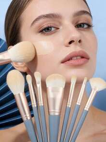10PCS Makeup Brushes Set, Makeup Brush Travel Foundation Eyeshadow Concealers Contouring Blending Brushes Professional Synthetic Bristles Make Up Brushes, Makeup Brush Cosmetic Powder Eye Shadow Foundation Blush Blending Beauty Make Up Brush Classic And Minimalist Tools - Multicolor - View 2