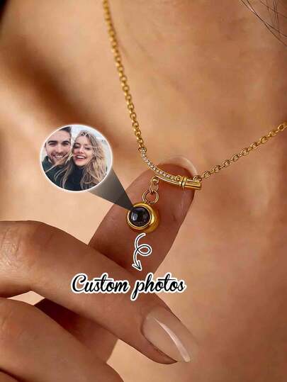 قلادة شخصية مخصصة بصورة إسقاطية، صورة الأزواج، مجوهرات إسقاط صورة العائلة، هدية تذكارية شخصية، هدية عيد ميلاد للصديق المقرب، مناسبة للأزواج، ذكرى الزواج، بسيطة وأنيقة، متعددة الاستخدامات