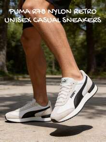 Puma 彪马 R78 尼龙复古轻便舒适休闲运动鞋，低帮系带，399250 - 米白色-黑色 - 查看 1