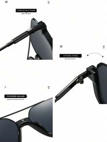 Men's Casual Basic Black Rectangular Fashion Glasses, Suitable For Holiday Outings, Outfit Matching, Also Can Be Used As Holiday Gifts - Multicolor - View 5