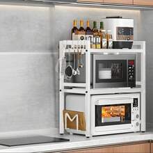 Bäckerregale - Weiß + 6 Haken + Schneidebrettständer - Übersicht 1