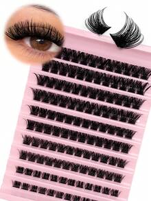 120 قطعة DIY رموش حجم كبير 10 صفوف بأطوال مختلفة من 8 إلى 16 ملم، لون D مجعد، رموش صناعية من الفرو الناعمة والمجعدة والطبيعية الخفيفة، عناقيد رموش، رموش فردية، رموش مزيفة - D - مشاهدة 2