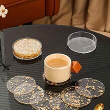 Bộ 4/6/7 miếng lót đĩa Acrylic chịu nhiệt mạ vàng/bạc, thích hợp cho nhà bếp, cốc, bình hoa, đồ trang trí bàn tối giản cho ngoài trời, tiệc tùng, sinh nhật, đám cưới, quà tặng - Nhiều màu - Xem 4