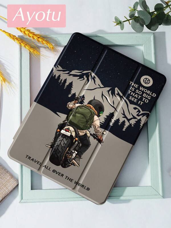 Ayotu 1pc Motorcycle Pattern Tablet Case & Kindle E-Book Case Compatible With 10th Generation, 11/Air 4th/Air 7th/9.7 Inches, Compatible With Samsung Galaxy Tab A9 Plus, Kindle (11th Generation-2024 Release)(6 Inch), Kindle Paperwhite 12th Gen 2024, Great Holiday Gift, Stylish And Simple Pattern.