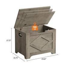 23.6 Storage Trunk With Lid, Large Toy Chest, Wooden Storage Bench With Safety Hinge, Lift-Top Seat With Hidden Storage, For Bedroom, Living Room, Entryway - Washed Ash - View 7