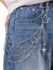 1pc Star Street Fashion Metal Trouser Chain, Suitable For Both Men And Women, All Season Clothing Accessory - Silver - View 10