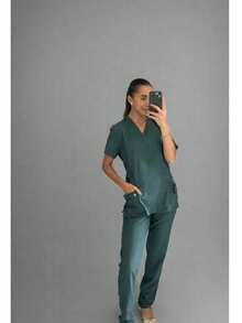 Surgical Hospital Pajamas, Scrubs, Fitted Nursing Uniform - 灰色 - 查看 1