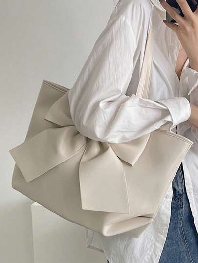 2026新款蝴蝶结大容量女士手提包，高端软皮通勤手提包，女士单肩包，秋冬季