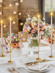 12/6/1pc White Flameless Electronic Candle, Dimmable Smokeless LED Candle For Wedding Decor, Birthday Party, Halloween, Autumn, Christmas, Romantic Starry Atmosphere Decoration - A - View 4