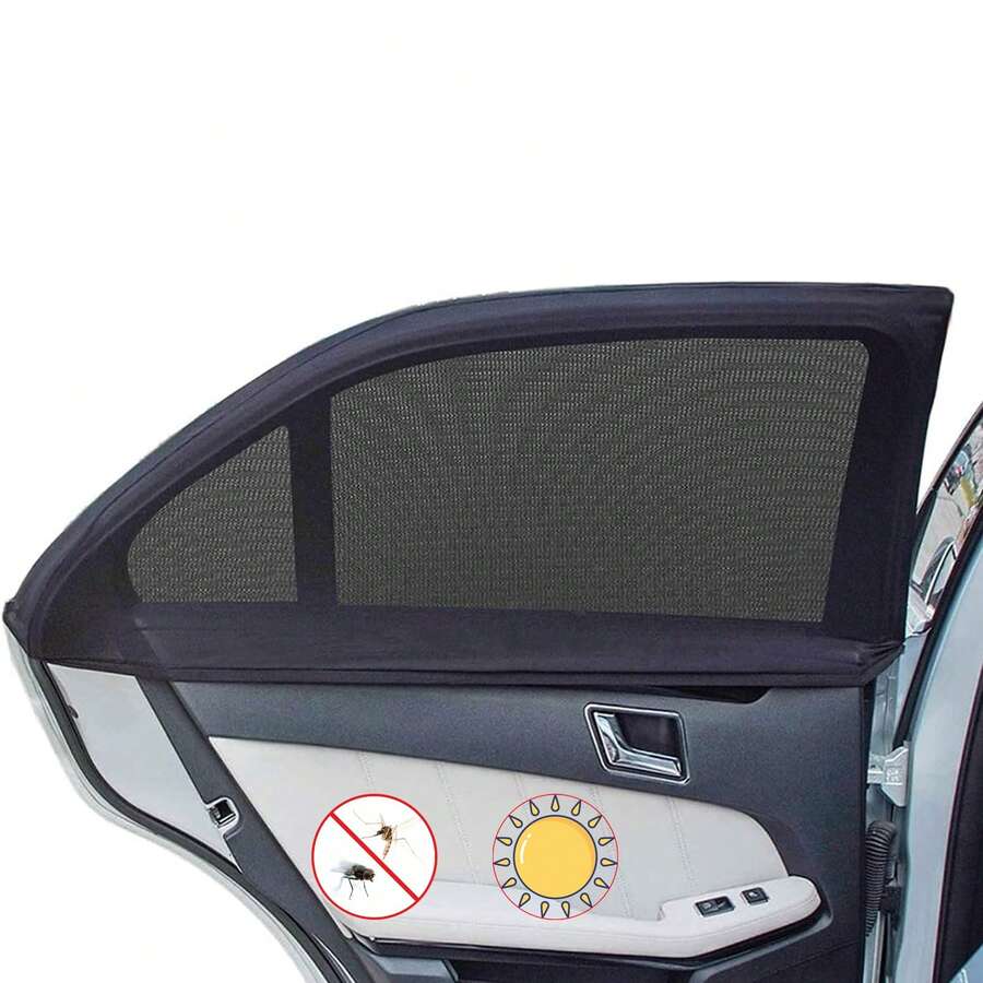 2 Pack Car Window Shades - Highly Elastic Universal Car Side Window Cover, Breathable Mesh Camping Car Sun Shade For Reduce UV Rays, Car Screen Mosquito Net Privacy Protection (Rear) - Phía sau/2 chiếc - Xem 1