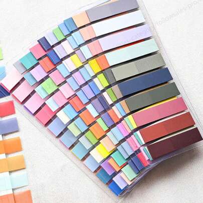 12 نوع في عبوة واحدة من ملصقات PET الصقة، بإجمالي 2400 قطعة صغيرة من ملصقات الفهرسة، لوازم مكتبية لتصنيف الملصقات وتسجيل الإصدارات، عودة إلى المدرسة