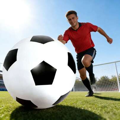 2个巨型充气足球，适用于户外运动，加厚PVC高品质充气沙滩球，泳池派对气球，沙滩足球，橄榄球气球，派对用品（赠送一个充气泵）