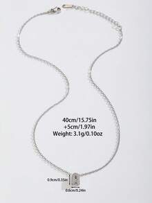 1件Y2K时尚优雅多功能立方氧化锆26字母英文银色不锈钢项链，适合女性和女孩日常休闲佩戴，个性化锁骨项链，生日和情人节礼物 - 銀色 - 查看 5