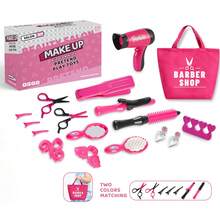 17Pcs Kids Hair Salon Toy Set - Pretend Play Hairdressing Kit With Hairdryer & Styling Tools - Perfect Birthday Gift For Girls - Multicolor - View 7